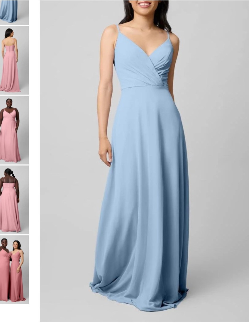 Social Bridesmaids Chiffon V-Neck Maxi Dress — Light Blue NWOT